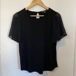 Black Blouse with Sheer Sleeves